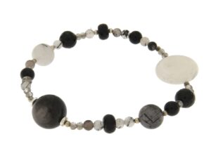 BRACCIALE IN QUARZO RUTILATO E AGATA NERA COD. 4052BR