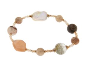 BRACCIALE IN PIETRA DI LUNA E PERLE COD. 4053BR