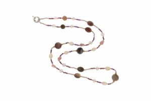 COLLANA IN AGATA BOTSWANA E QUARZO STRAWBERRY COD. 4055-80CM