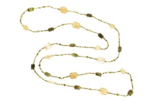 COLLANA IN GRANATO VERDE E CITRINO COD. 3821