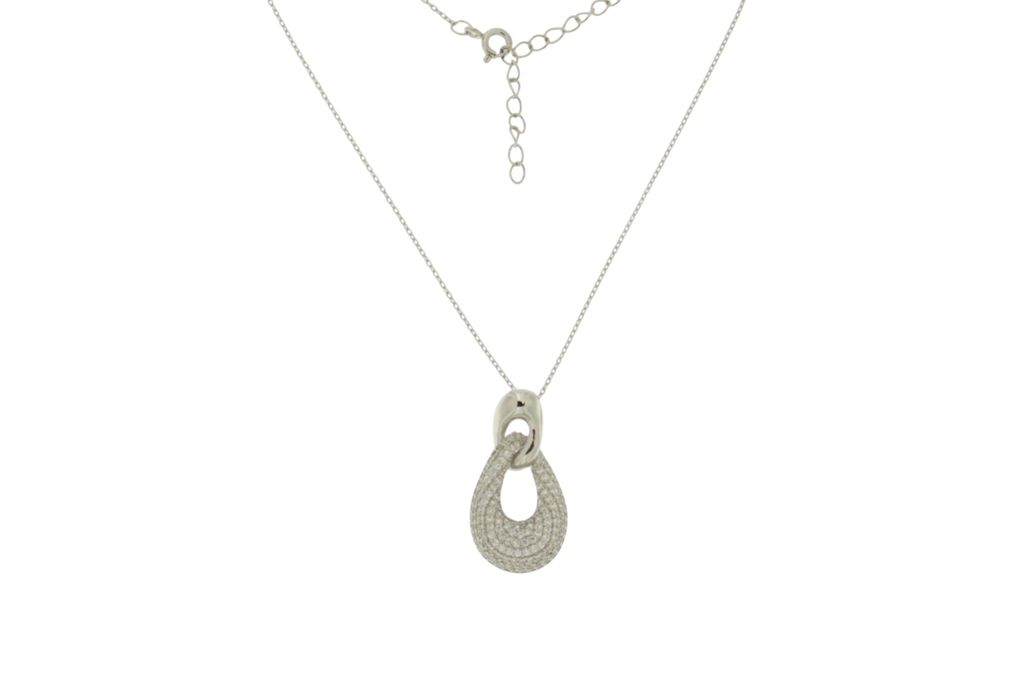 COLLANA CON PENDENTE IN PAVE' DI CZ ARG.2185