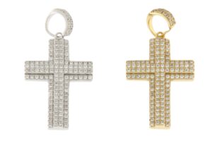 PENDENTE CROCE IN PAVE' DI ZIRCONI ARG.2165