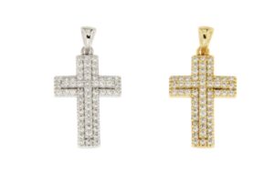 PENDENTE CROCE IN PAVE' DI ZIRCONI ARG.2174