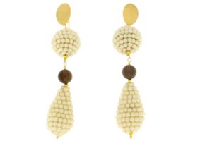 ORECCHINI ARGENTO DORATO CON SFERA E GOCCIA IN TESSITO. COD. DORFU