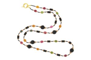 COLLANA IN AGATA NERA E GIADA COD. 4133-80CM