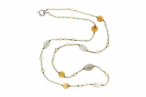 COLLANA IN CITRINO E CRISTALLO DI ROCCA COD. 4145-80CM