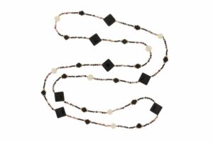 COLLANA IN AGATA NERA, TORMALINA E PERLA DI FIUME COD. 4154