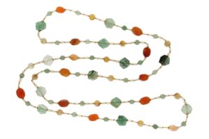 COLLANA IN CORNIOLA, AVVENTURINA E CITRINO COD. 4173