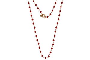 GIROCOLLO INCATENATO IN ARGENTO  ROSATO CON RONDELLE IN VETRO ROSSO COD. GIROROSSO