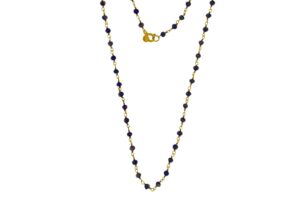 GIROCOLLO INCATENATO IN ARGENTO DORATO CON RONDELLE IN VETRO BLU COD. GIROBLU