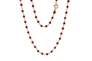 GIROCOLLO INCATENATO IN ARGENTO ROSATO CON SFERE IN PASTA DI CORALLO COD. GIRPC