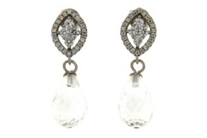 ORECCHINI ARGENTO PERNIO CON ZIRCONI E GOCCIA CRISTALLO COD. K2CRISTALLO