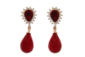 ORECCHINI ARGENTO PERNIO CON ZIRCONI E GOCCIA CRISTALLO COLOR RUBINO COD. K2ROSSOROSE
